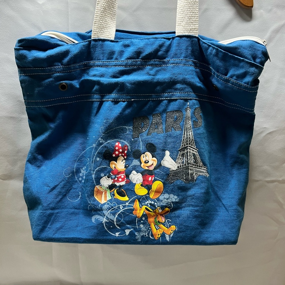 Disney Blue Tote Bag With Eiffel Tower Paris Blue